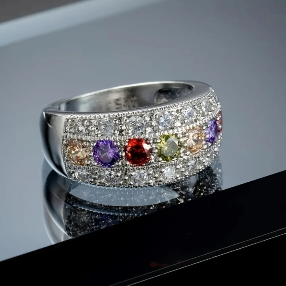 Rainbow multi colored woman's ring